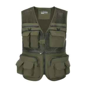 Gilet cargo décontracté pour hommes avec fermeture à glissière Trendy Multi-Pocket Layered Short Breathable for Outdoor Summer Use - Product Image 1