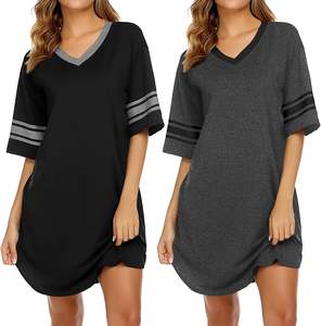 Mujer verano Otoño Invierno nueva ropa de dormir camisón hasta la rodilla pijama de dibujos animados de manga corta 3XL 100% poliéster tejido - Product Image 2