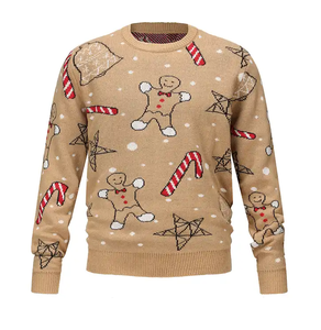 Pulls tricotés en cachemire Pull homme Pull à manches longues en laine et cachemire mélangé Sweat-shirt à col rond en tricot côtelé respirant - Product Image 5