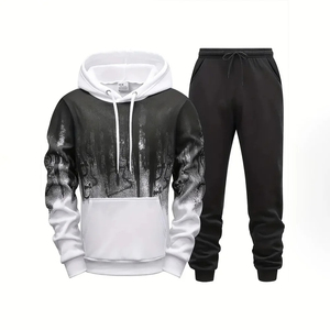 Survêtements de sport d'automne personnalisés pas chers pour hommes avec imprimé et design à franges, 100% coton, coupe ample, vêtements de sport de jogging - Product Image 6