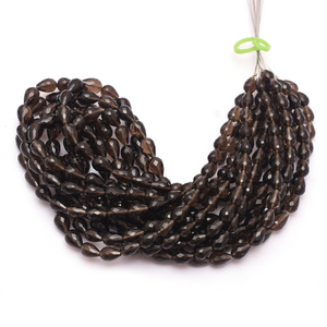 Cuarzo ahumado natural AAA 5x8mm-7x10mm Briolette en forma de lágrima | Hilo de 16 "| Cuentas de piedras preciosas semipreciosas, gotas sueltas facetadas para joyería - Product Image 5