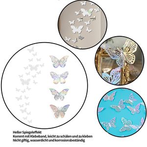 Papillon 3D Décoration Argent 3D Miroir Mur <span class=keywords><strong>Tatouage</strong></span> Papillons DIY Creux Papillon Autocollants Chambre d'Enfant Décoration de Fête - Product Image 4