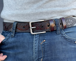 Cinturón Hecho a Mano Personalizado de Moda para Papá, Cinturón de Cuero Grabado - Product Image 1