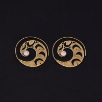 Boucles d'oreilles tendance en laiton plaqué or avec motif filigrané en spirale 45x44MM
