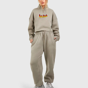 เสื้อกันหนาวมีฮู้ดสำหรับผู้หญิงทันสมัยโอเวอร์ไซส์พร้อมกางเกงวิ่งขนแกะจำนวนมากเครื่องแต่งกายลำลองใส่สบายแฟชั่นทันสมัย - Product Image 4