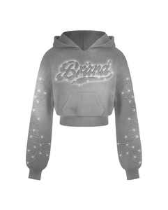 Sudadera con Capucha para Mujer, 100% Algodón, Hombros Caídos, Cierre Rápido, Transpirable, Decoración con Pedrería, Diseño Forrado - Product Image 4