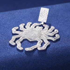 Forme d'araignée unisexe Hip Hop pendentif pavé ensemble rond Moissanite diamant pendentif 925 argent porter hip hop glacé pendentif à breloque - Product Image 4