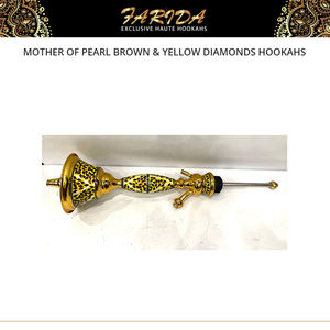 Chichas de luxe en acier inoxydable plaqué or avec nacre égyptienne et diamants bruns et jaunes - Product Image 4