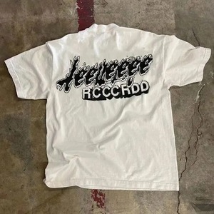 Personalizado de alta calidad de gran tamaño gota hombro impreso recortado lavado ácido sólido transpirable Vintage algodón hombres camisetas - Product Image 3