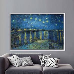 Toile imprimée : Affiche artistique « Nuit étoilée au-dessus du Rhône », 1P : encadrée en blanc - Product Image 1