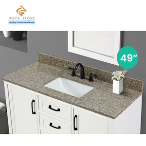 Superficie granular Cuarzo Vanity Top Cáustico Resistencia química Cuarzo Piedra Baño Encimera 49 "por 22" 3/4 "T - Product Image 4