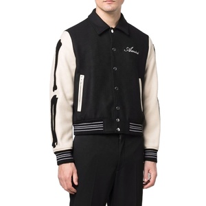Veste de baseball de qualité supérieure en gros pour hommes, corps en laine, manches en cuir, manteau d'hiver, veste bomber - Product Image 5