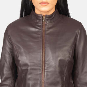 Rumella Maroon Sheep Skin Biker <b>Jacket</b> with Custom Logo <b>Suede</b> Satin Faux Fur Winter Spring Coat Style Polyester Cotton Filling - Product Image 6