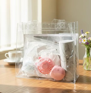 Bolsa de PVC Transparente con Asas Reforzadas |   Bolsa de Compras Transparente de Color Neón |   Bolsa de Plástico Impermeable para Playa al por Mayor - Product Image 6