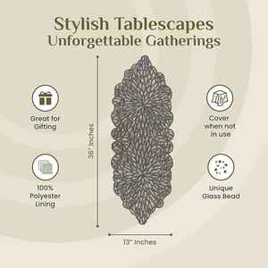 Posavasos de mesa de cristal de 14 pulgadas hecho a mano, elegante, con cuentas verdes, alfombrillas para muebles del hogar - Product Image 4