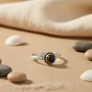 925 <b>Silver</b> Smoky Quartz <b>Statement</b> <b>Ring</b> for Women Handmade Boho Jewelry with Platinum for Daily Wear and Gifts - Product Image 2