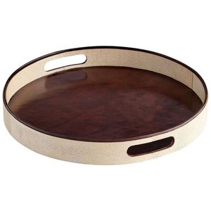 Leather Serving Tray For Multipurpose <b>Rack</b> With Chic Finished And Convenient Handles Great For Home Party Or Hotel Use - Product Image 1