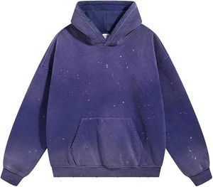Sweat-shirts à capuche en coton French Terry de qualité supérieure avec lavage à l'acide et strass personnalisés, fermeture éclair, 450 GSM, pour hommes - Product Image 2