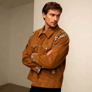 Men's Autumn Streetwear Leather Jacket Embroidered Logo Stand <b>Collar</b> <b>Metal</b> Button Closure Coated Finish Bamboo Lining - Product Image 4