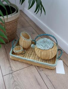 ขายร้อนน่ารักทอมินิชุดชาหวายพร้อมถาดและถ้วยของเล่นเด็กสําหรับเล่นของเล่นทําครัวทําจากวัสดุเป็นมิตรกับสิ่งแวดล้อม - Product Image 2