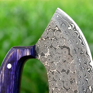 มีดเหล็กดามัสกัสทำด้วยมือพร้อมด้ามไม้มีดทำครัวออกแบบได้ตามต้องการ - Product Image 5