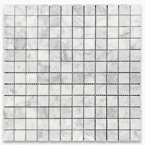 Azulejo de mosaico de rejilla cuadrada C24XH 1x1, mármol blanco de Carrara pulido, ladrillo refractario de porcelana brillante Venato Bianco para Interior de 6mm para suelo - Product Image 1