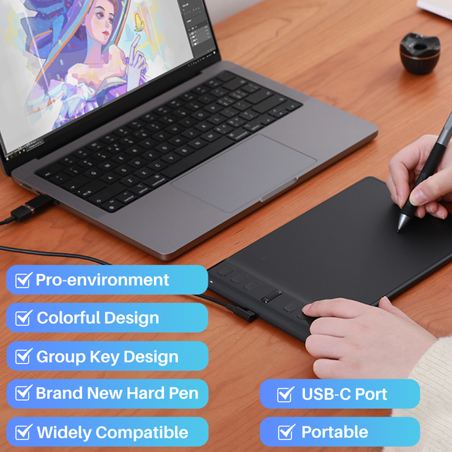 Huion H641P PC Notebook Digital Design Graphic Writing Signature Pad Draw Pen Drawing Tablets with Stylus Pen Touch