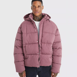 แจ็กเก็ตผู้ชายผ้าไนลอนย่นพร้อมกระเป๋า2ข้างสำหรับฤดูหนาวกันลมอบอุ่นโลโก้ออกแบบได้ตามต้องการ - Product Image 1