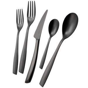 Ensemble de couverts en acier inoxydable dernier cri, 5 pièces, avec couleur argent et noir, pour la cuisine, ensemble de couverts de luxe pour restaurant à prix avantageux - Product Image 6
