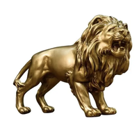 Statue de lion en laiton doré, décoration nautique en métal pour la maison, sculpture moderne, artisanat Tayyab, émail dur sculpté plaqué argent