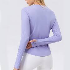 Camiseta Deportiva de Manga Larga para Mujer, de Secado Rápido, Spandex/Nailon, al por Mayor, para Correr al Aire Libre, Entrenamiento, Protección Solar, Ropa Deportiva - Product Image 5