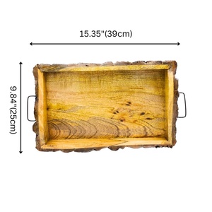 Elegante bandeja de madera con forma de rectángulo, tamaño de Color personalizado, diseño de madera de Mango único, Marrón plateado, venta al por mayor para el hogar - Product Image 2