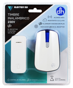 Campanello Wireless Cinetico con 32 Melodie, Portata 100 Metri, IP44 (Electro DH 11.711) (Confezione Blister) - Product Image 1