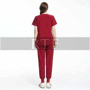 Personalizado Unisex Hospital Scrubs cuello en V uniformes de enfermera cintura elástica media manga Jogger pantalones otoño más tamaño personal médico - Product Image 2