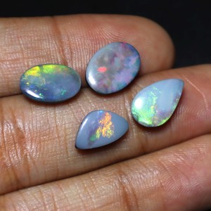 Opale Doublette Naturelle d'Australie Cabochon Opale Doublette Multi-Feu pour la Fabrication de Bijoux Haute Qualité 11x6mm-12x9mm Formes Mixtes 10 - Product Image 2