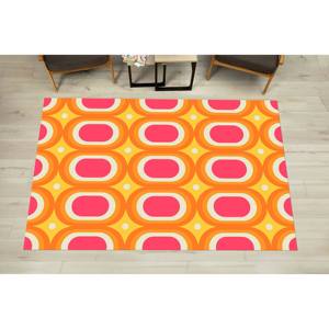 Alfombra Impresa: Retro, Estilo Años 70, Naranja, Moderna, para Oficina, Personalizada, Rosa, para Pasillo, Lavable a Máquina, Suave, No Tejida - Product Image 3