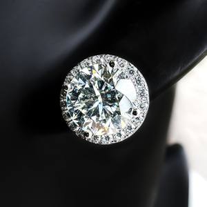 Boucles d'oreilles clous en diamant VVS or blanc 14 carats S925 argent Sterling mignon Style Hiphop IGI certifié bijoux fins cadeau de fiançailles - Product Image 3