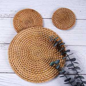 Wholesale Set Handmade Wicker Rattan <b>Bamboo</b> Charger Plates <b>Placemats</b> Flower Style Coasters Kitchen Use Basket Direct Vietnam - Product Image 3