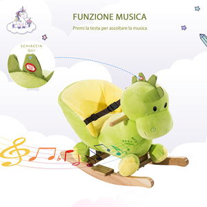 HOMCOM Caballo Balancín Dinosaurio de Madera para Niños 60x33x45cm - Product Image 5