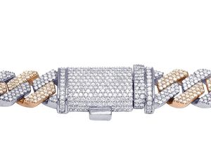 Cadena de eslabones cubanos de dos tonos en plata de ley S925 con collar redondo de diamante de moissanita helado para hombres y mujeres - Product Image 6