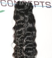 Vente en gros d'extension de cheveux humains de temple indien vierge traitement chimique naturel brut aucun faisceaux de cheveux humains ondulés alignés sur les cuticules