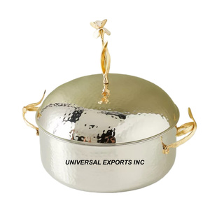 Olla Clásica de Acero Inoxidable con Tapa Martillada, Cazuela para Servir Comida, Tamaño Personalizado, Calentador de Alimentos Metálico Elegante y Ecológico - Product Image 2