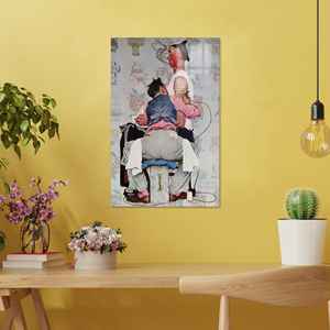 Impresión en vidrio de arte de un artista tatuador de Norman Rockwell: decoración abstracta en lienzo, vidrio - Product Image 1