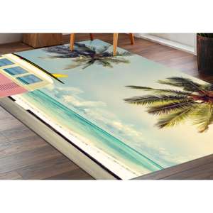 Alfombra Estampada con Paisaje Tropical, Palmeras, Suave, Redonda, para Baño, Decoración de Pared, Alfombra de Terciopelo - Product Image 3