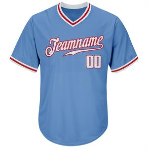 Custom Light Blue White-Red Authentic Throwback Rib-Knit Baseball Jersey Shirt - Product Image 2
