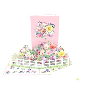 植物フラワーガーデン3Dポップアップカード思い出に残る母の日記念日の誕生日3Dカード手作り紙ラスのベストセラー