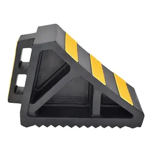 Tope de Rueda de Goma Resistente para Estacionamiento de Autos y Camiones Negro+Amarillo L280xW180xH120mm - Product Image 1