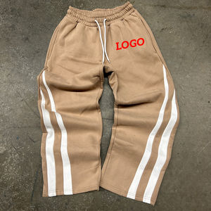 OEM ODM Casual Side Stripe Loose <b>Pants</b> Thick French Terry Sweat <b>Pants</b> <b>Cargo</b> <b>Oversized</b> Crop Baggy Fit <b>Pants</b> Wide Leg Sweatpants - Product Image 1