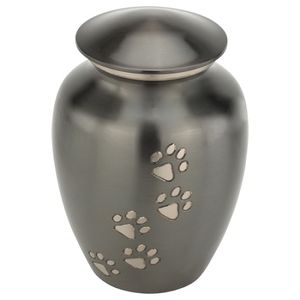 Urna de cremación para mascotas Premium de estilo americano clásico Latón metálico con patrón de pata pura Urna funeraria negra para cenizas - Product Image 2