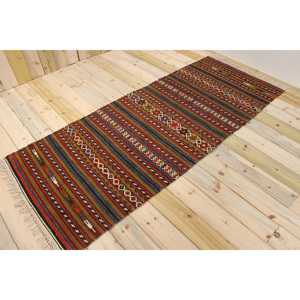 Tapis turc vintage 3,1 x 7,7 pieds, tapis d'appoint, tapis en laine rouge - Product Image 1